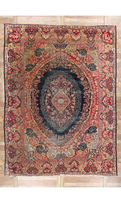 10 x 14 Distressed Antique Persian Mahal Rug 79128