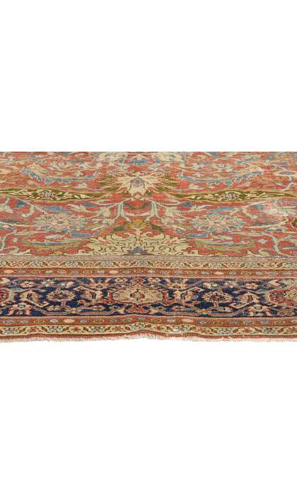 9 x 10 Late 19th Century Distressed Antique Persian Sultanabad Rug 79127