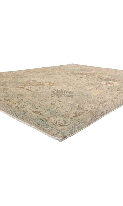 10 x 12 Distressed Vintage Earth-Tone Persian Tabriz Pictorial Rug 61354