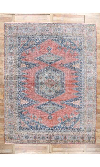 11 x 14 Distressed Antique-Worn Persian Viss Rug 61362