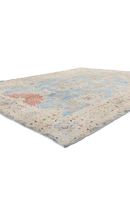 9 x 12 Distressed Signed Antique Persian Vase Mashhad Rug 61355