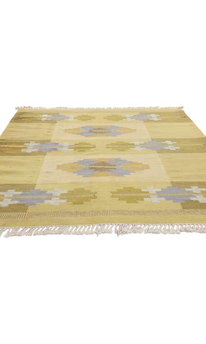 6 x 7 Signed LK Vintage Swedish Rollakan Rug 79032