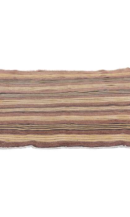 4 x 5 Distressed Vintage Turkish Striped Kilim Rug 74875