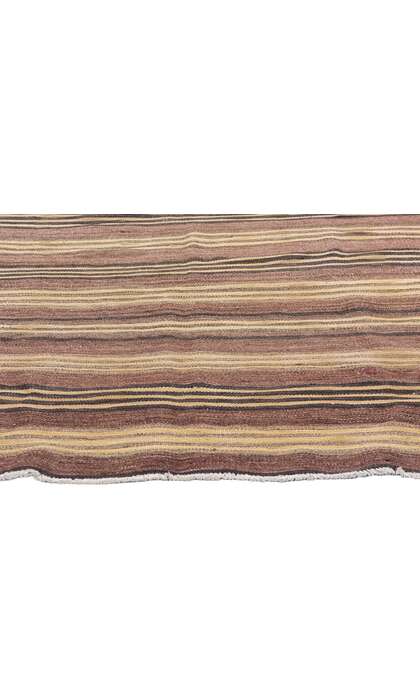 4 x 5 Distressed Vintage Turkish Striped Kilim Rug 74875