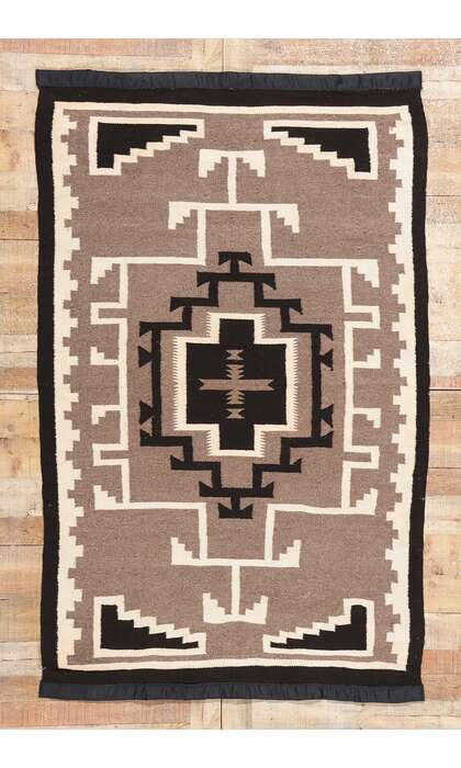 4 x 7 Antique Two Grey Hills Navajo Rug 79135