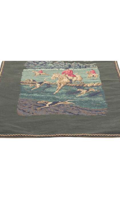 2 x 4 Vintage French La Chasse a Courre Hunting Tapestry 79073