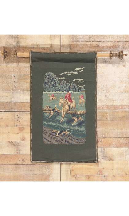 2 x 4 Vintage French La Chasse a Courre Hunting Tapestry 79073