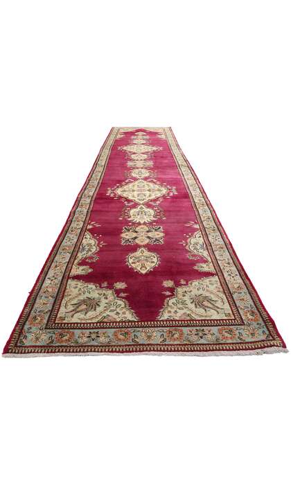 4 x 18 Vintage Red Persian Tabriz Rug Runner 61356