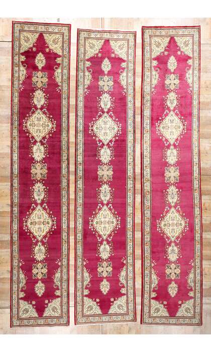 4 x 18 Vintage Red Persian Tabriz Rug Runner 61356