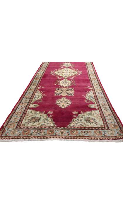 4 x 18 Vintage Red Persian Tabriz Rug Runner 61369
