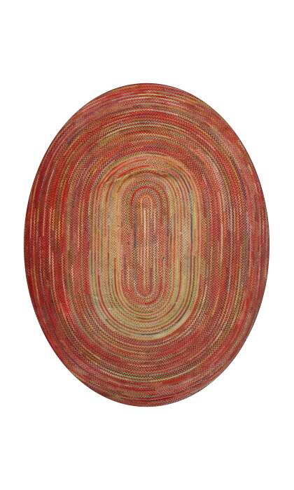 8 x 11 Antique American Hooked Oval Rug 74197
